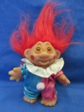 1986 DAM Norfin Troll Doll – Clown 5” T – Brown Eyes – Red Hair – Satin Costume