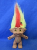 1998 TT Troll -Yellow Hair w/ Red Stripe Yellow Eyes & Yellow Sparkly  Stone belly-button