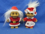 2 4 1/2” Russ Troll Dolls: Mr. & Mrs. Santa Claus
