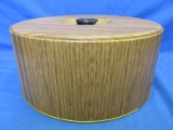 Vintage Guildcraft Wood Grain Tin Container New York USA Lined With Plastic