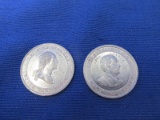 2 Cracker Jack Mystery Coins – American Presidents – 1” - Aluminum