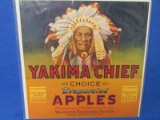 Native American – Crate Label – Yakima Chief – Choice Evaporated Apples – 25 lbs