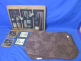 Lot of 5 Cloth Placemats, 5 Rigid Place Mats & 8 Coasters (6 match the placemats)