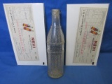 Nehi Soda Grouping: 1954 Pop Bottle & 2 Cancelled Checks from Nehi Bottleing Co.