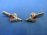 Pair of matching Vintage Fire-Fly Brooches – Bejeweled silver-tone Alligator Clips 1 1/2” L