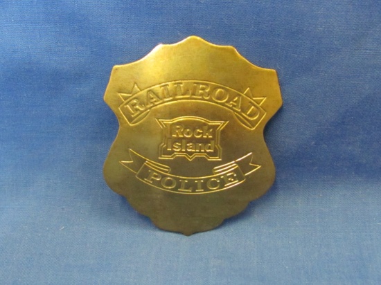 Brass Rock Island Railroad Police Badge