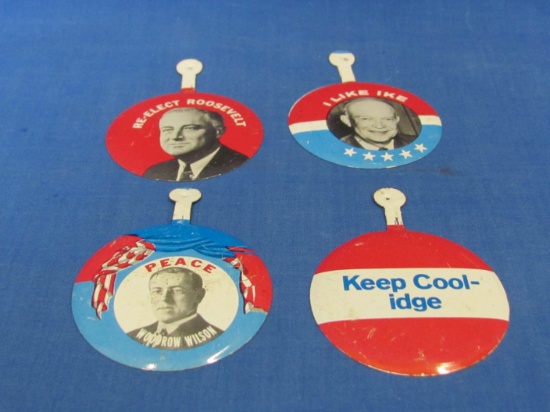 1970's Seagram's 7 Whiskey Political Tab Buttons (4)