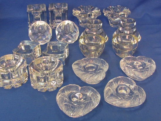 9 Pairs of Glass/Crystal Candle Holders – Most hold Tapers – 1 set by Mikasa