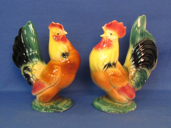 Royal Copley Rooster & Chicken Figurines – Great Color – Taller is 8”