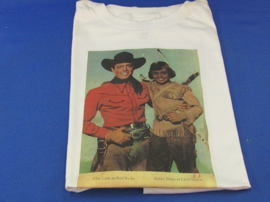 White T-Shirt with Allan Lane as Red Ryder & Bobby Blake as Little Beaver – Size XL