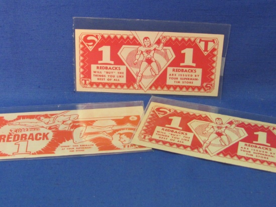 3 Superman Redback Dollars for Superman-Tim Stores – 1940s