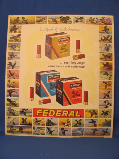 Vintage Cardboard Sign – Federal Shot Shells – Wildfowl of North America – 20 1/4” x 17 7/8”