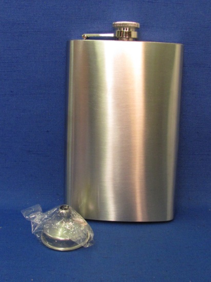Stainless Steel Flask with Funnel – 10 Oz. - 6” tall