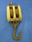 Iron Hook on a 2 Pulley Assembly (wood w/ iron pulley wheels) 13” :L wood 5” L x 3” T x 4” W