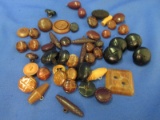 Asst. Vintage Wooden Toggles, Leather Coat Buttons & others