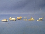 6 Monopoly Pieces: Car, Iron, Scotty, Shoe, Battleship, Wheelbarrow