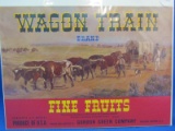 Crate Label: “Wagon Train Brand Fine Fruits “ Medford Oregon