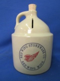Red Wing Stone Ware Jug Bank w/ Ship on it – 6 1/4” T X 4 1/4” W