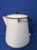 Vintage Enamelware Coffee Pot – Black & White 10” T x 8” Wide (bottom)
