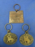 3 Western Themed Key Chains Coppery Wyoming  &2  Bronze 2: Ovals Cody Buffalo Bill