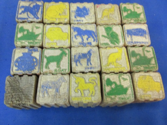 20 Vintage Wooden Building Blocks