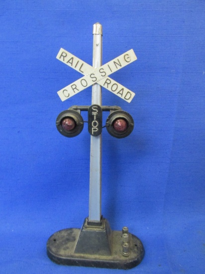 Vintage Lionel Trains RR X-ing Lights & Sign 9” Tall x 3” W  - Part No 154 Made in USA