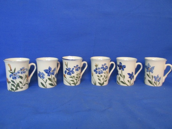 Set of 6 Pottery Coffee Cups 4” T x 3 1/4” Wide – Floral Design