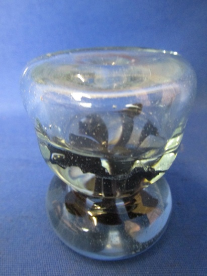 Hand Blown Glass Inkwell – 2 1/4” T x 1 3/4” Across the top with a 1/4” Tapered Hole