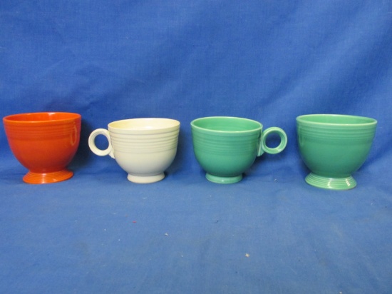 4pcs. Vintage Fiestaware – Buttercream  & Mint Green Coffee Cups, Orange & Mint Sugars
