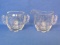 Glass Creamer & Sugar Set with Winged Handles – Etched Floral Design – Creamer is 3 1/2” tall