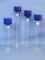 Set of 4 Cobalt Blue & Clear Tea Light Candle Holders – 8” to 11” tall