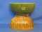 Pair of Haeger Pottery Planting Dishes – Ribbed Sides – Brown & Green – 7 1/2” x 5”