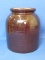 Brown Glazed Stoneware Jar – 8” tall – Comes w Wood Lid (Not original)