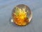 Iridescent Glass Paperweight With Dried Flowers