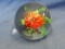 Iridescent Glass Paperweight With Flower & Bees