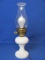 Milk Glass Hobnail Electric Lamp with Chimney – 16 1/2” tall – Works
