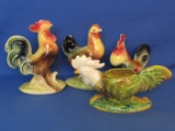 Ceramic Roosters & Chickens – 1 is a Planter – 1 has Royal Copley sticker on front