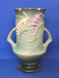 Roseville Pottery Vase – Freesia in Delft Blue – 9 1/2” tall – As Is