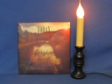 Electric Candle with Wood Base – Canvas Wall Plaque w Inspirational Message