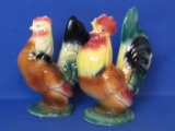 Royal Copley Pottery Rooster & Chicken Figurines – Great Colors – Rooster is 8” tall