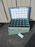 Pair of Metal Boxes/Chests with 24 Compartments inside – 18 1/2” x 12 1/2”