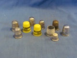 Sewing Thimbles (10) – Metal & Plastic – One Marked Germany