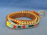 1960's Children's Hand Beaded Souvenir of Florida Native American Leather Belt