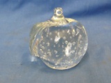 Iridescent Apple Glass Paperweight With Controlled Bubbles