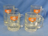 A&W Root Beer Glass Mugs With United States (4) – 2 Different Sizes