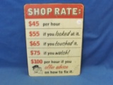 Metal Shop Rate Sign