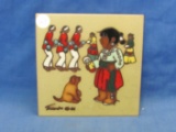 1986 Cleo Teissedre Native American Hand Painted Kiln Fired Ceramic Tile