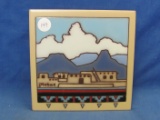 1991 Cleo Teissedre Native American Hand Painted Kiln Fired Ceramic Tile