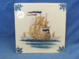 Spanish Ship Kiln Fired Ceramic Tile