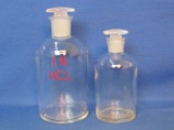 2 Pyrex Apothecary/Chemical Jars – 1 marked F-3, 1 is C-7 – Taller is 7 1/4”